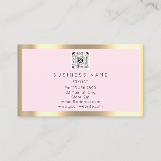 Bruin Eyelash Brow Makeup Logo QrCode Blush Gold Visitekaartje (Achterkant)