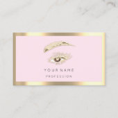 Bruin Eyelash Brow Makeup Logo QrCode Blush Gold Visitekaartje (Voorkant)