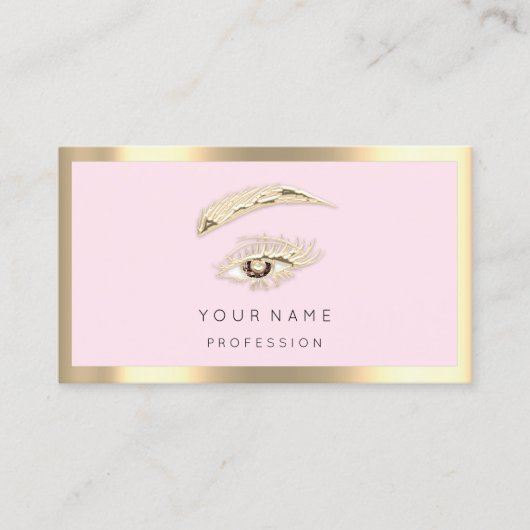 Bruin Eyelash Brow Makeup Logo QrCode Blush Gold Visitekaartje (Voorkant)