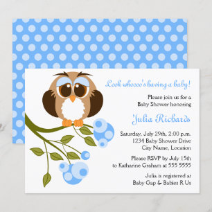 Bruin-Eyes Baby Owl Baby shower Kaart