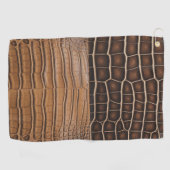 Bruin faux alligatorleer golfhanddoek (Horizontaal)