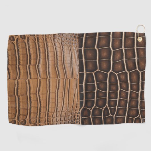 Bruin faux alligatorleer golfhanddoek (Horizontaal)