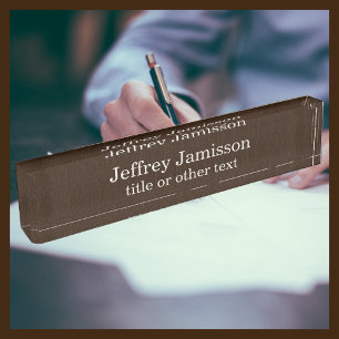 Bruin Faux geweven jute acryl Naambordje