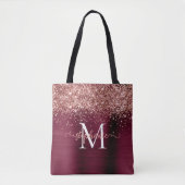 Bruin Faux-Glitter Girly Glam Bourgogne Personalis Tote Bag (Voorkant)