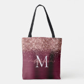 Bruin Faux-Glitter Girly Glam Bourgogne Personalis Tote Bag (Achterkant)