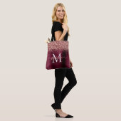 Bruin Faux-Glitter Girly Glam Bourgogne Personalis Tote Bag (Op model)