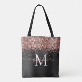 Bruin Faux-Glitter Girly Glam Zwart Gepersonalisee Tote Bag (Achterkant)