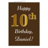 Bruin, Faux Gold 10th Birthday + Eigen naam (Voorkant)