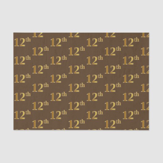 Bruin, Faux Gold 12e (twaalfde) Event Tissue Paper Tissuepapier (Voorkant)