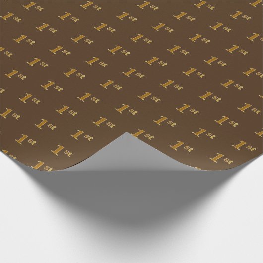 Bruin, Faux Gold 1st (eerste) Event Wrapping Paper Cadeaupapier (Hoek)