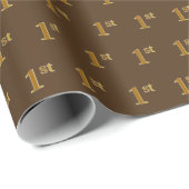 Bruin, Faux Gold 1st (eerste) gebeurtenis Cadeaupapier (Rol Hoek)