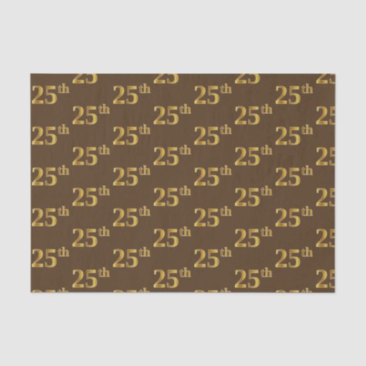 Bruin, Faux Gold 25th (25th) Event Tissuepapier (Voorkant)