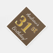 Bruin, Faux Gold 31st Birthday + Eigen naam Servet (Hoek)