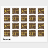 Bruin, Faux Gold 32e verjaardag + Eigen naam Vierkante Sticker (Vel)