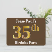 Bruin, Faux Gold 35e verjaardagsfeestje; aangepast Kaart (Staand voorkant)