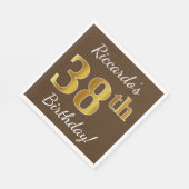 Bruin, Faux Gold 38th Birthday + Eigen naam Servet (Hoek)