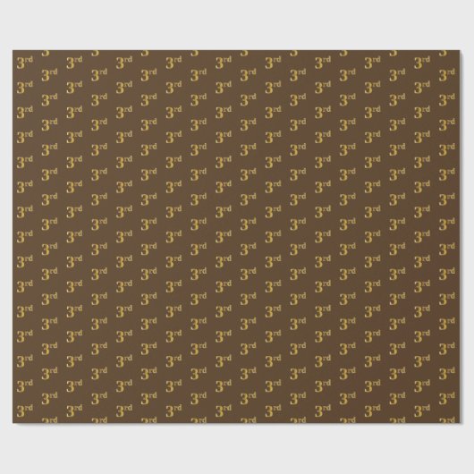 Bruin, Faux Gold 3de (derde) Event Wrapping Paper Cadeaupapier (Vlak)