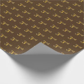 Bruin, Faux Gold 3de (derde) Event Wrapping Paper Cadeaupapier (Hoek)