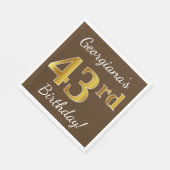 Bruin, Faux Gold 43e verjaardag + Eigen naam Servet (Hoek)