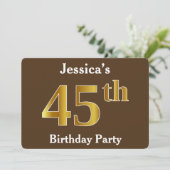 Bruin, Faux Gold 45e verjaardagsfeestje; aangepast Kaart (Staand voorkant)
