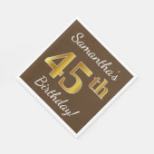 Bruin, Faux Gold 45th Birthday + Eigen naam Servetten (Hoek)