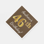 Bruin, Faux Gold 46th Birthday + Eigen naam Servet (Hoek)