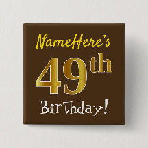 Bruin, Faux Gold 49th Birthday, met eigen naam