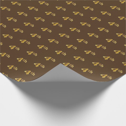 Bruin, Faux Gold 4de (vierde) Event Wrapping Paper Cadeaupapier (Hoek)