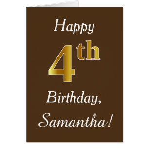 Bruin, Faux Gold 4th Birthday + Eigen naam