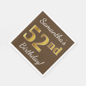 Bruin, Faux Gold 52e verjaardag + Eigen naam Servet (Hoek)