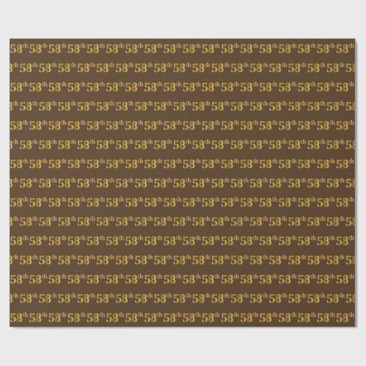 Bruin, Faux Gold 58ste (achtenvijftigste) Evenemen Cadeaupapier (Vlak)