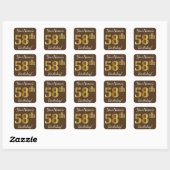Bruin, Faux Gold 58th Birthday + Eigen naam Vierkante Sticker (Vel)