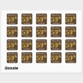 Bruin, Faux Gold 59th Birthday + Eigen naam Vierkante Sticker (Vel)