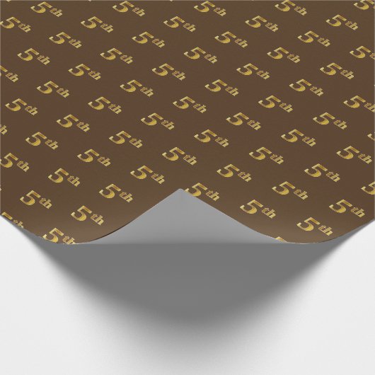 Bruin, Faux Gold 5e (vijfde) Event Wrapping Paper Cadeaupapier (Hoek)