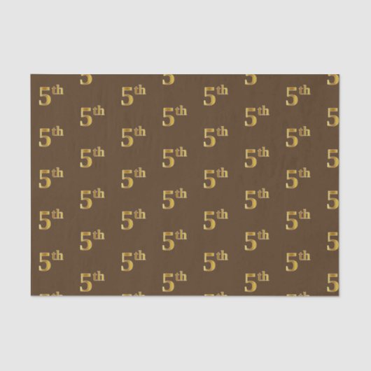 Bruin, Faux Gold 5th (vijfde) Event Tissue Paper Tissuepapier (Voorkant)