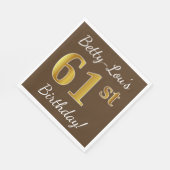 Bruin, Faux Gold 61ste verjaardag + aangepaste naa Servet (Hoek)