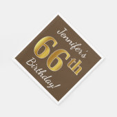 Bruin, Faux Gold 66th Birthday + Eigen naam Servetten (Hoek)