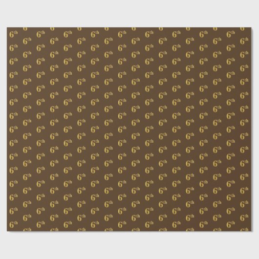Bruin, Faux Gold 6th (6th) Event Wrapping Paper Cadeaupapier (Vlak)