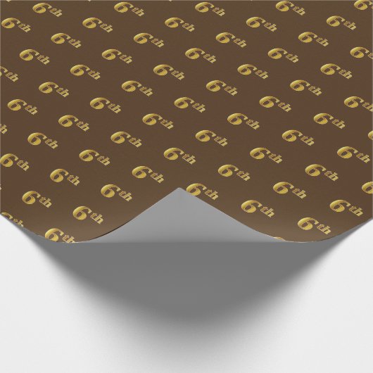 Bruin, Faux Gold 6th (6th) Event Wrapping Paper Cadeaupapier (Hoek)