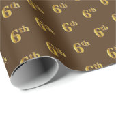 Bruin, Faux Gold 6th (6th) Event Wrapping Paper Cadeaupapier (Rol Hoek)