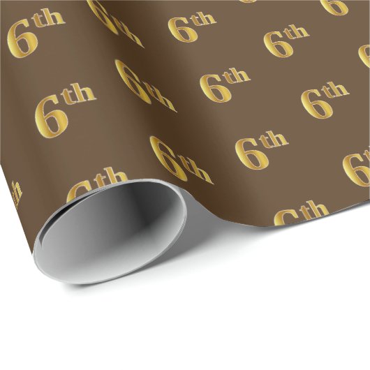 Bruin, Faux Gold 6th (6th) Event Wrapping Paper Cadeaupapier (Rol Hoek)
