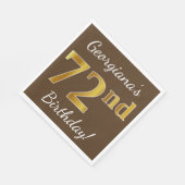 Bruin, Faux Gold 72e verjaardag + Eigen naam Servet (Hoek)