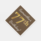 Bruin, Faux Gold 77th Birthday + Eigen naam Servetten (Hoek)
