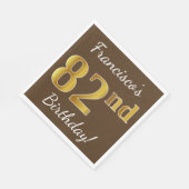 Bruin, Faux Gold 82e verjaardag + Eigen naam Servet (Hoek)