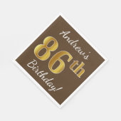 Bruin, Faux Gold 86th Birthday + Eigen naam Servetten (Hoek)