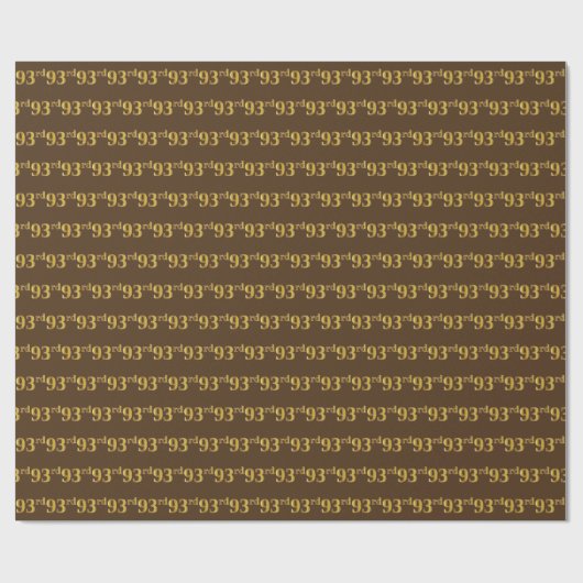 Bruin, Faux Gold 93rd (negenenennegentig) evenemen Cadeaupapier (Vlak)