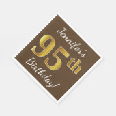 Bruin, Faux Gold 95th Birthday + Eigen naam Servetten (Hoek)