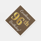 Bruin, Faux Gold 96th Birthday + Eigen naam Servetten (Hoek)