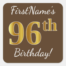 Bruin, Faux Gold 96th Birthday + Eigen naam