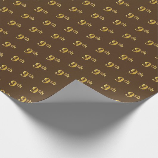 Bruin, Faux Gold 9e (negende) Event Wrapping Paper Cadeaupapier (Hoek)